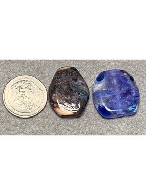 Two Unique Multicolor Lampwork Glass Beads for Jewelry Making Crafts